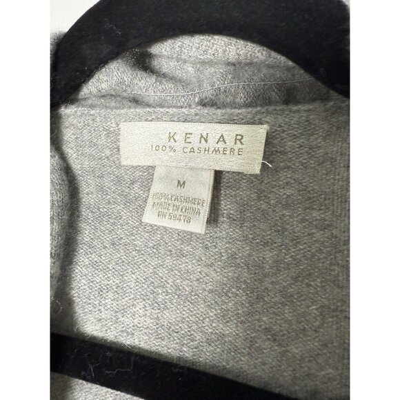 Kenar Gray Ruffle Cascade 100% Cashmere Open Cardigan Sweater M - Flawed - Picture 5 of 9